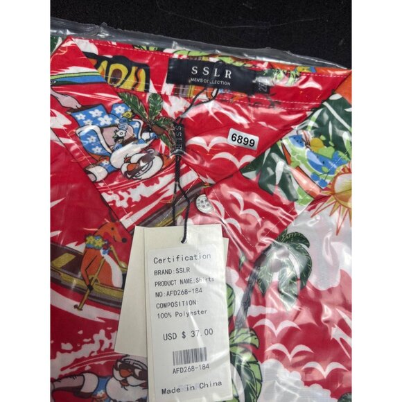 Mens Tropical Hawaiian Shirt Surfing Print Button-Down Collar XXL Machine Washab - Picture 8 of 9